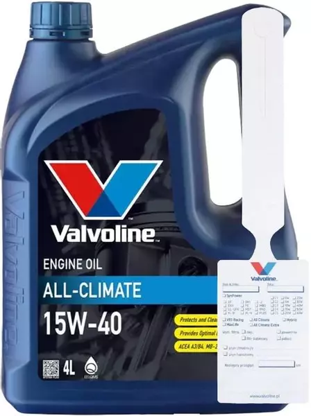 VALVOLINE ALL CLIMATE 15W40 SL/CF A3/B3 4L + ZAWIESZKA