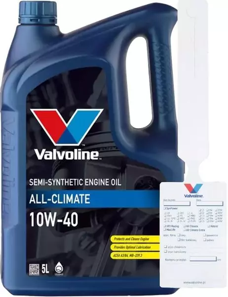 VALVOLINE ALL CLIMATE 10W40 A3/B4 SM/SN SL/CF 5L + ZAWIESZKA