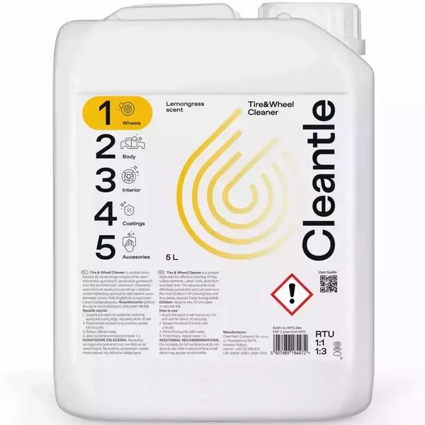 CLEANTLE TIRE&WHEEL CLEANER ŚRODEK CZYSZCZĄCY DO FELG I OPON 5L