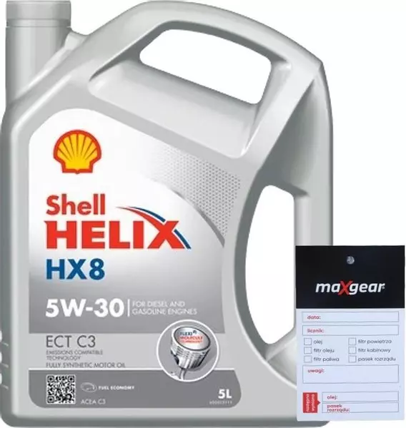 SHELL HELIX HX8 ECT C3 OLEJ SILNIKOWY 5W30 5L + ZAWIESZKA