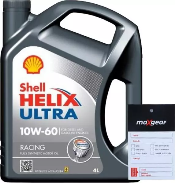 SHELL HELIX ULTRA RACING OLEJ SILNIKOWY 10W60 4L + ZAWIESZKA