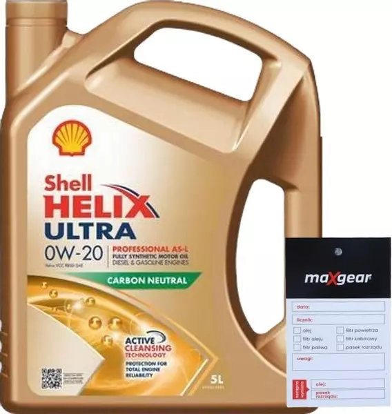 SHELL HELIX ULTRA PROFESSIONAL AS-L OLEJ SILNIKOWY 0W20 5L + ZAWIESZKA