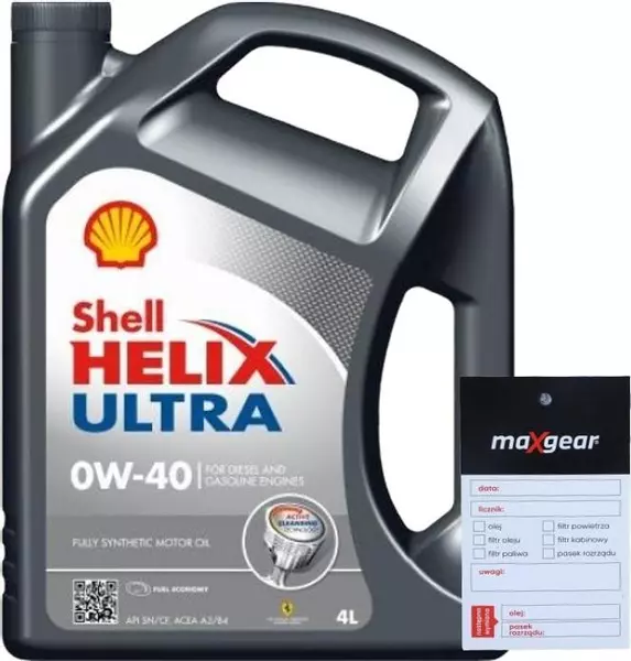 SHELL HELIX ULTRA OLEJ SILNIKOWY 0W40 4L + ZAWIESZKA