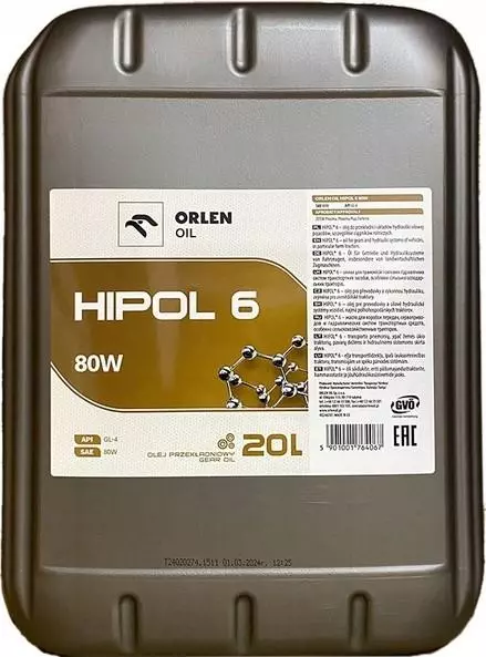 ORLEN OIL HIPOL 6 GL-4 OLEJ PRZEKŁADNIOWY 80W 20L