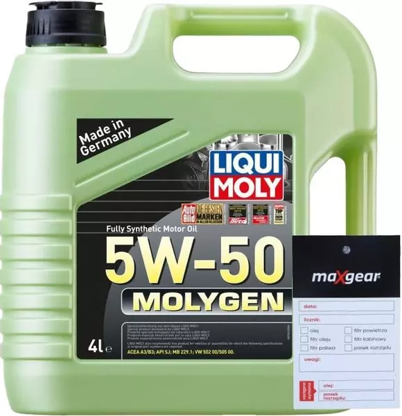 LIQUI MOLY MOLYGEN 5W50 A3/B3 VW502.00/505.00 4L + ZAWIESZKA