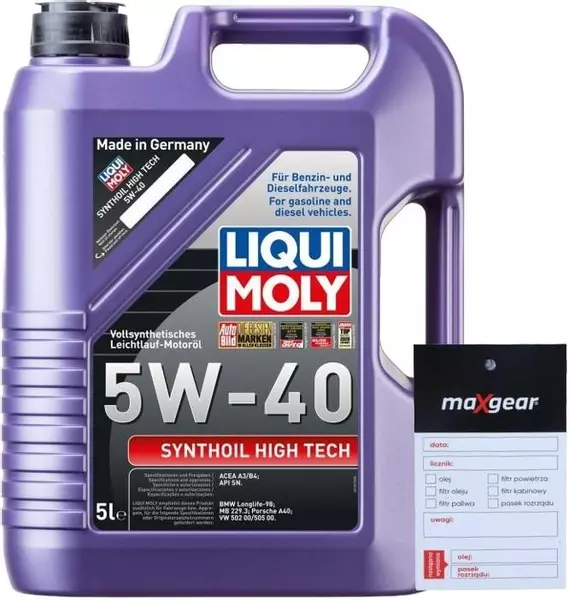 LIQUI MOLY SYNTHOIL HIGH TECH 5W40 1856 5L + ZAWIESZKA