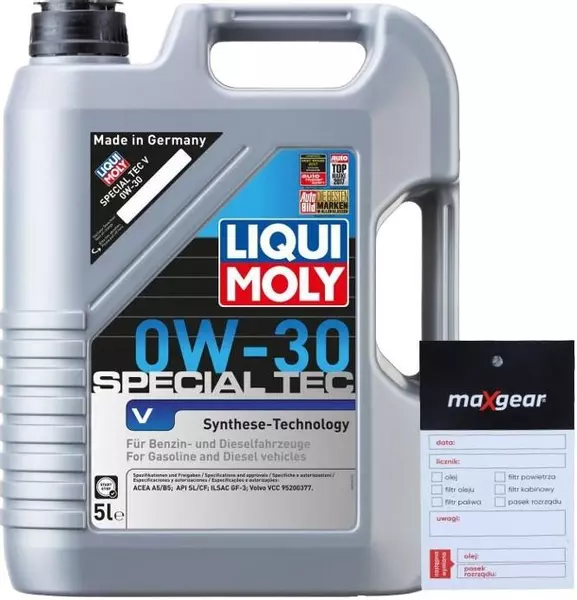 LIQUI MOLY SPECIAL TEC V 0W30 A5/B5 VOLVO 2853 5L + ZAWIESZKA