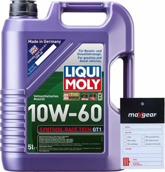 LIQUI MOLY SYNTHOIL RACE TECH GT1 10W60 8909 5L + ZAWIESZKA