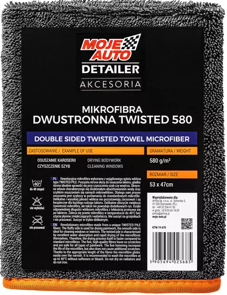 MOJE AUTO DETAILER MIKROFIBRA DWUSTRONNA TWISTED TOWEL 580G 53x47CM