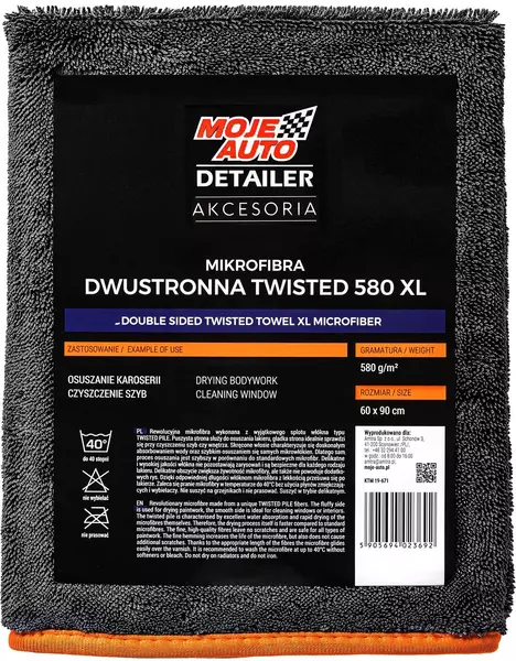 MOJE AUTO DETAILER MIKROFIBRA DWUSTRONNA TWISTED TOWEL XL 580G 60x90CM