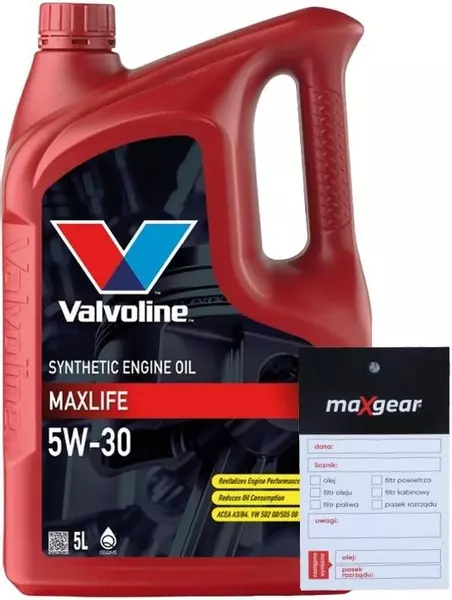 VALVOLINE MAXLIFE 5W30 A3/B3 A3/B4 API SN 5L + ZAWIESZKA