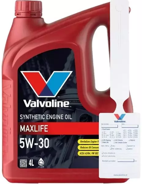 VALVOLINE MAXLIFE 5W30 A3/B3 A3/B4 API SN 4L + ZAWIESZKA