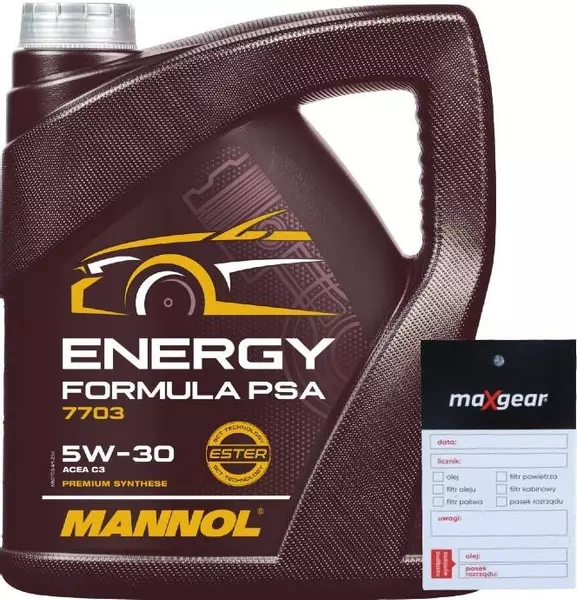 MANNOL 7703 ENERGY FORMULA PSA OLEJ SILNIKOWY 5W30 4L + ZAWIESZKA