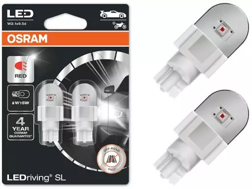 OSRAM LEDRIVING ŻARÓWKI W16W CZERWONE 12V 6000K