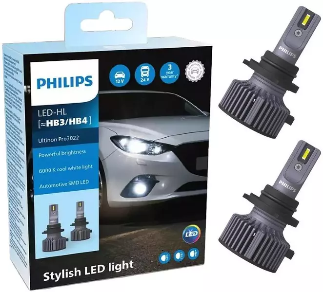 PHILIPS ULTINON PRO3022 ŻARÓWKI LED 12-24V 6000K HB3/HB4