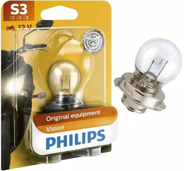 PHILIPS VISION MOTO +30% S3 12V 15W P26S 1-SZT