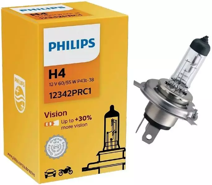 PHILIPS VISION +30% H4 12V 60/55W P43T 1-SZT