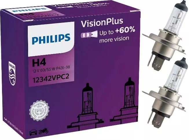 PHILIPS VISION PLUS +60% H4 12V 60/55W P43T BOX