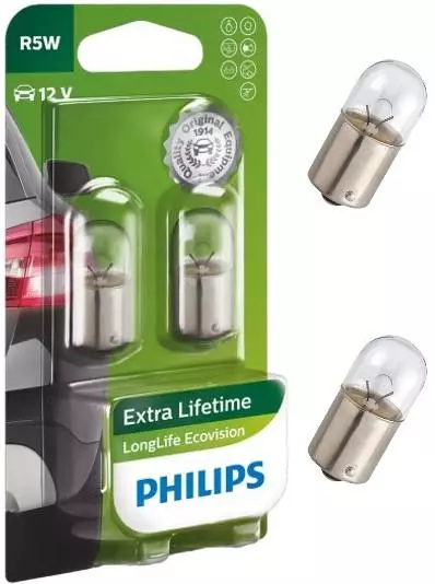 PHILIPS ECOVISION R5W LONGLIFE 12V 5W BA15S DUO