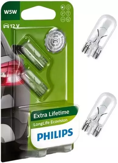 PHILIPS LONGLIFE ECOVISION W5W T10 2-SZTUKI