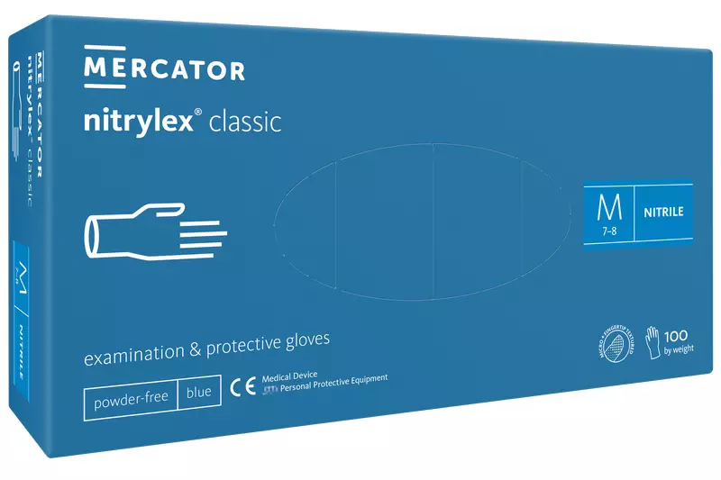 MERCATOR RĘKAWICE NITRYLOWE M 100SZT NIEBIESKIE