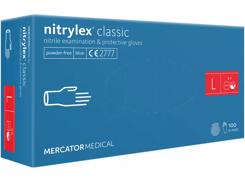 MERCATOR RĘKAWICE NITRYLOWE L 100SZT NIEBIESKIE