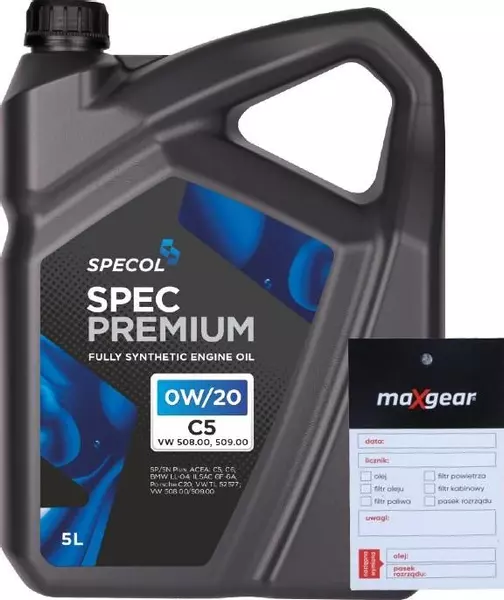 SPECOL SPEC PREMIUM C5 508.00/509.00 OLEJ SILNIKOWY 0W20 5L + ZAWIESZKA