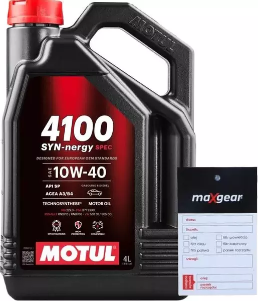 MOTUL 4100 SYN-NERGY SPEC OLEJ SILNIKOWY 10W40 4L + ZAWIESZKA