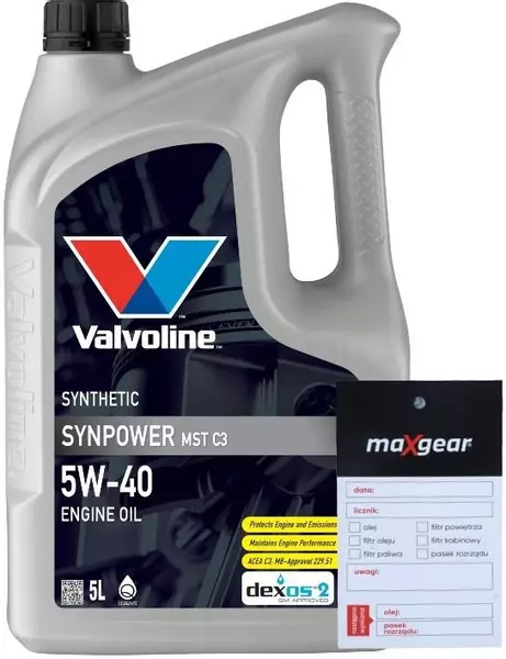 VALVOLINE SYNPOWER MST C3 5W40 SN CF ACEA C3 5L + ZAWIESZKA