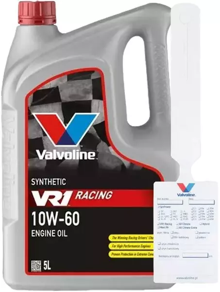 VALVOLINE VR1 RACING 10W-60 SEMI-SYNTHETIC 5L + ZAWIESZKA