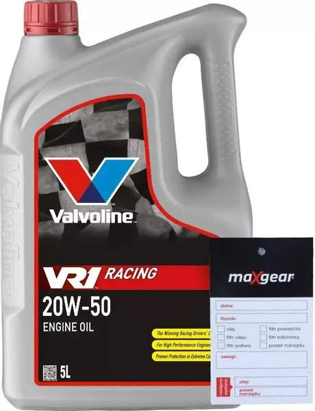 VALVOLINE VR1 RACING 20W-50 5L + ZAWIESZKA