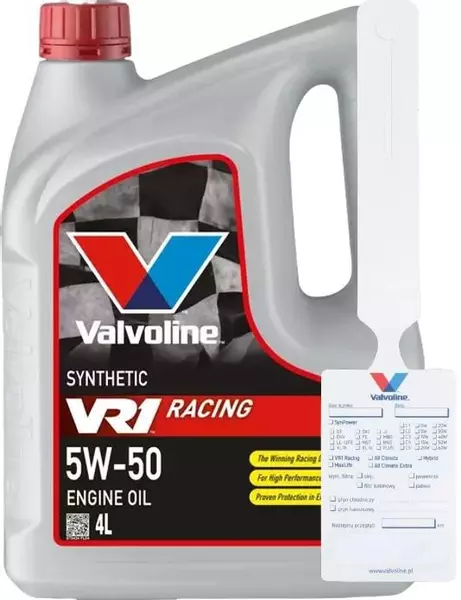 VALVOLINE VR1 RACING 5W-50 SYNTHETIC 4L + ZAWIESZKA