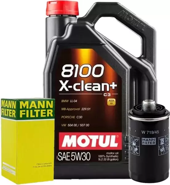 MOTUL 8100 X-CLEAN+ 5W30 SM/CF C3 5L + MANN-FILTER FILTR OLEJU W 719/45