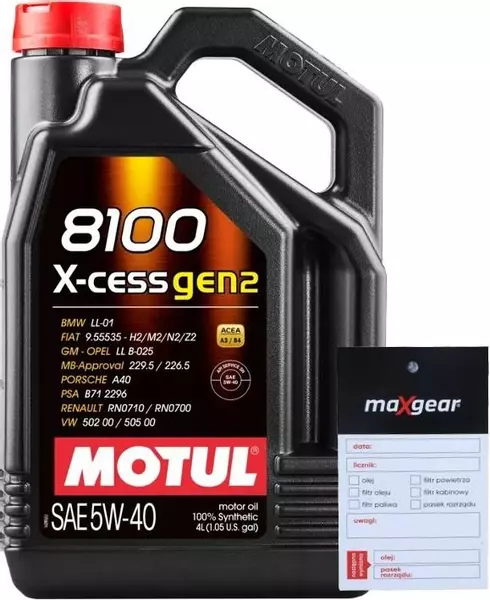 MOTUL 8100 X-CESS GEN2 5W40 API SN ACEA A3/B4 4L + ZAWIESZKA