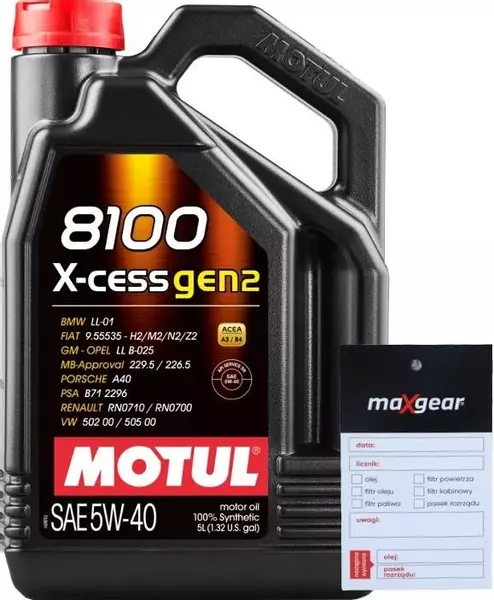 MOTUL 8100 X-CESS GEN2 5W40 API SN ACEA A3/B4 5L + ZAWIESZKA