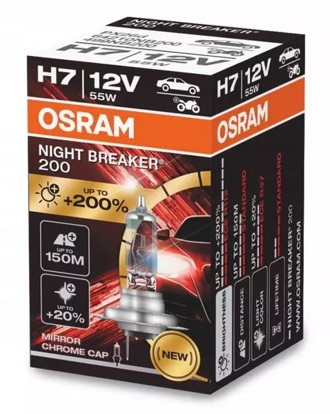 OSRAM ŻARÓWKA H7 NIGHT BREAKER 200 LASER +200% 12V