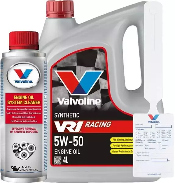 VALVOLINE VR1 RACING 5W-50 SYNTHETIC 4L + ZAWIESZKA + PŁUKANKA