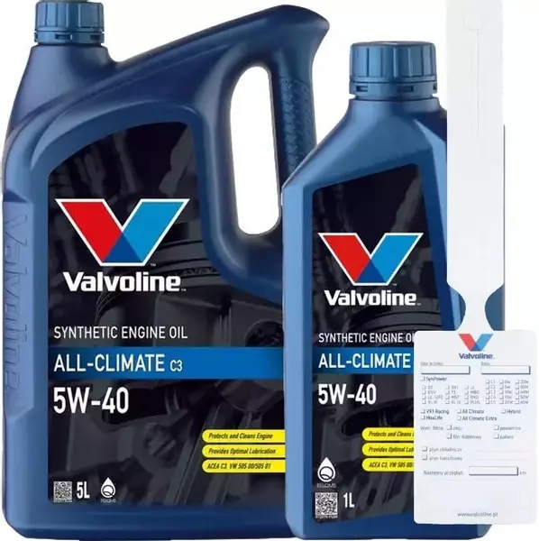 VALVOLINE ALLCLIMATE DIESEL C3 5W40 VW 505.01 6L + ZAWIESZKA