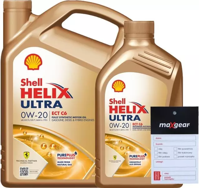 SHELL HELIX ULTRA ECT C6 OLEJ SILNIKOWY 0W20 6L + ZAWIESZKA