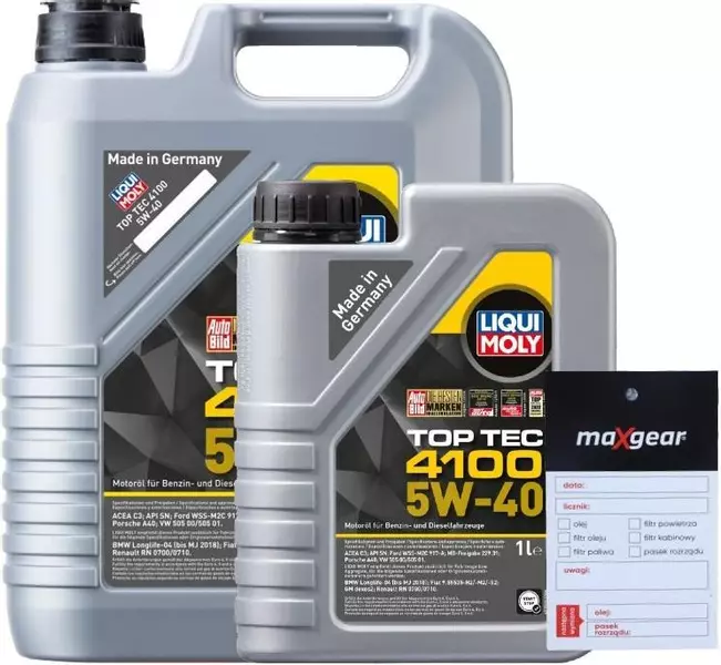 LIQUI MOLY TOP TEC 4100 5W40 C3 SN/CF 6L + ZAWIESZKA