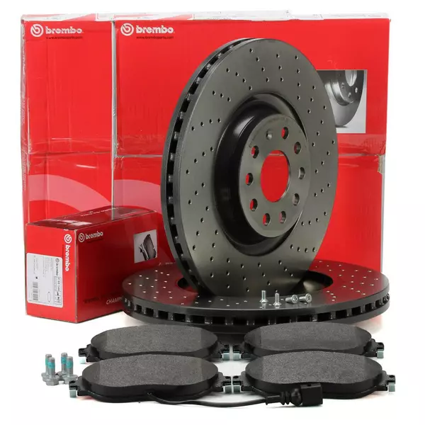 BREMBO XTRA TARCZE+KLOCKI PRZÓD AUDI S3 VW GOLF R