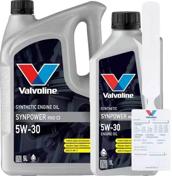 VALVOLINE SYNPOWER RNO C3 OLEJ SILNIKOWY 5W30 6L + ZAWIESZKA