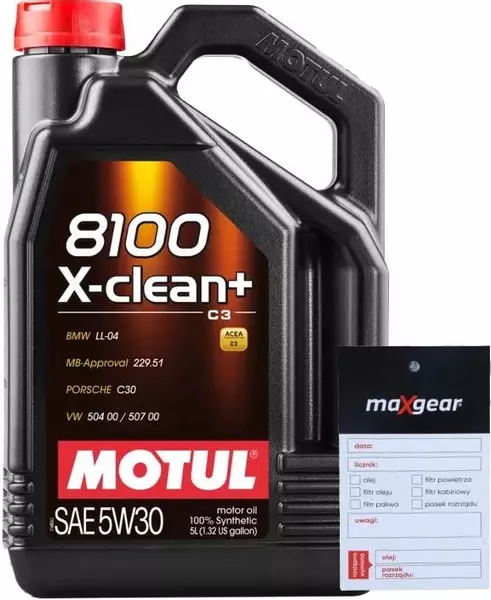 MOTUL 8100 X-CLEAN+ 5W30 SM/CF C3 5L + ZAWIESZKA