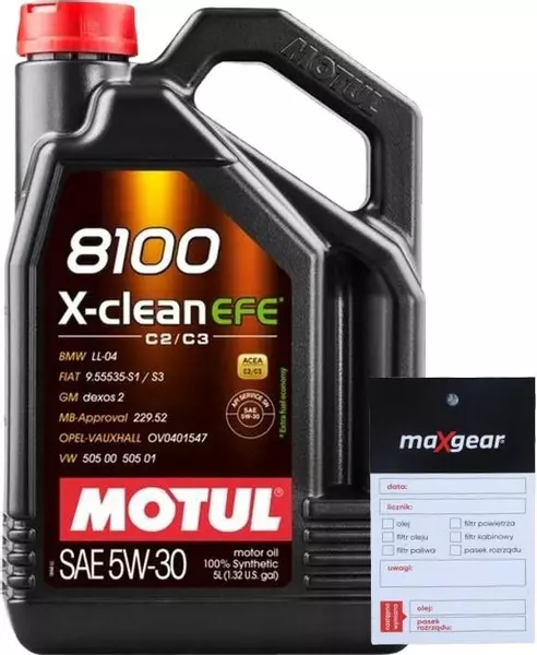 MOTUL 8100 X-CLEAN EFE 5W30 MB229.52 LL-04 GM 5L + ZAWIESZKA