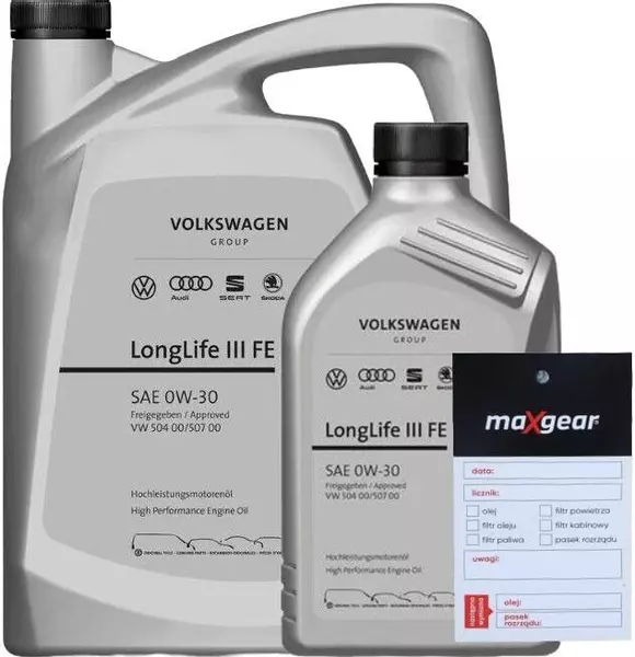 OE VAG LONGLIFE III FE 0W30 VW 504.00/507.00 6L + ZAWIESZKA