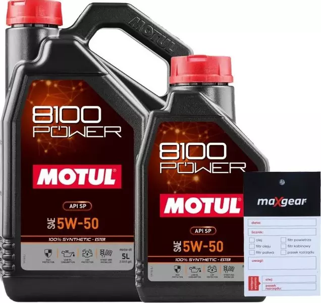 MOTUL 8100 POWER OLEJ SILNIKOWY 5W50 6L + ZAWIESZKA