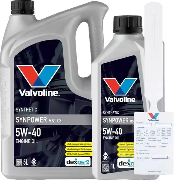 VALVOLINE SYNPOWER MST C3 5W40 SN CF ACEA C3 6L + ZAWIESZKA