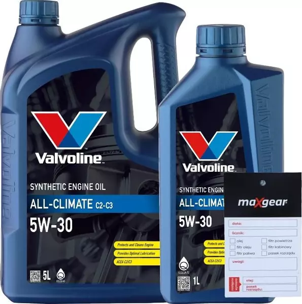 VALVOLINE ALL CLIMATE C2/C3 OLEJ SILNIKOWY 5W30 6L + ZAWIESZKA