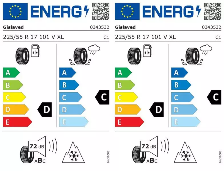 2xGISLAVED EURO*FROST 6 225/55R17 101 V PRZYCZEPNOŚĆ NA ŚNIEGU (3PMSF), WZMOCNIENIE (XL)