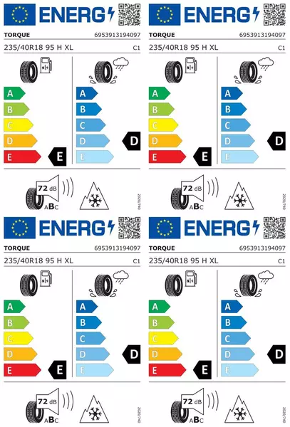 4xTORQUE TQ022 235/40R18 95 H PRZYCZEPNOŚĆ NA ŚNIEGU (3PMSF), WZMOCNIENIE (XL)